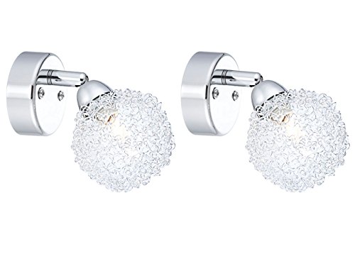 Lot de 2 appliques murales Orina en chrome, boule en fil métallique, orientable, GLOBO Lighting 56624-1