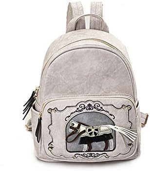 Women's Ladies Girls Backpack New Mini Shoulder Bag Female Korean Version Of Pu Stray Pony Package Personality Wild Leisure Travel College Wind Backpack Student Bag(23*11*27Cm)