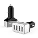 Produktbild MoKo Auto KFZ Ladergerät - 5V / 9.6A 48W 4-Port USB Car Charger Adapter für Smartphone iPhone 6 / 6s, 6 Plus / 6s Plus, iPad Air 2 / Pro, Samsung Galaxy S6, Android und Apple Geräte, Schwarz/Silber