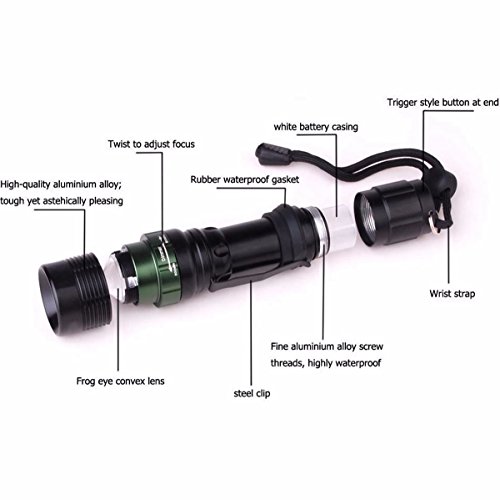 Heemepink Einstellbarer Fokus Super Helle Cree Q5 LED Taschenlampe Aluminium Zoomable Fahrradlampe mit 360 Fahrrad Taschenlampen Berg Halter - 8