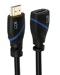 C&E Latest Technology 4K HD HDMI Cable Male to Female 30 AWG (10ft) High Speed 3D Full HD 1080p Support (3 Meters) Compatible HD TV, Blu-ray, Xbox, PS4/3, PC, Fire TV- Black