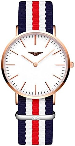 Women Watch Quartz Watch Nylon Strap Ultra Thin Business Casual White Fashion , D