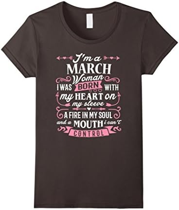 Women's I'm A March Woman T-Shirt Birthday Gift Shirt Large Asphalt
