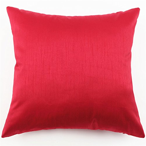 45x45cm Stoff Seide Kissenbezug Dekor Sofakissen Abdeckung Kissenbezug – Rot - 2