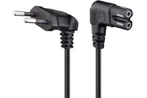 OHM-EASY Cable d'alimentation 3 mètres avec fiche 2 Poles Europe coudé et Prise Philips coudé. Cordon d'alimentation pour Samsung Philips LG Sony TV, Console Playstation PS3 PS4 PS5, Xbox One, PC, Radio