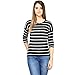 Hypernation Black and White Color Stripped T-Shirts For Women RS.590.00