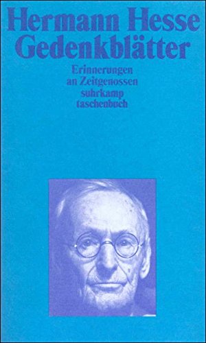 Gedenkblätter: Erinnerungen an Zeitgenossen (suhrkamp taschenbuch)