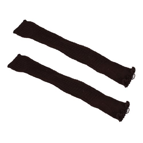 Miki&Co Ladies Winter Dark Brown Ribbed Cuff Elastic Knitting Leg Warmer Socks Pair