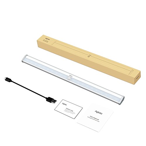 Aglaia Schrankleuchte mit Bewegungssensor, Automatische Schranklicht 20 LEDs mit einem Magnetstreifen, USB Aufladbar mit eingebautem 1200mAh Akku, ideal für Schränke, Schublade, Schlafzimmer, Flur, Keller, Garage - 8