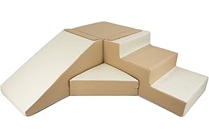 VELINDA Set de 4 Blocs en Mousse pour Le Jeu, crèches, écoles maternelles, Jouets (Couleur: Blanc, Cappuccino)