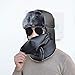 Price comparison product image Hook.s Unisex Thermal Hat,Winter Ear Flap Trooper Hat,PU Leather Outdoor,Skating, Skiing Hunting Hat with Plush Ear Flap Chin Strap Windproof with Mask