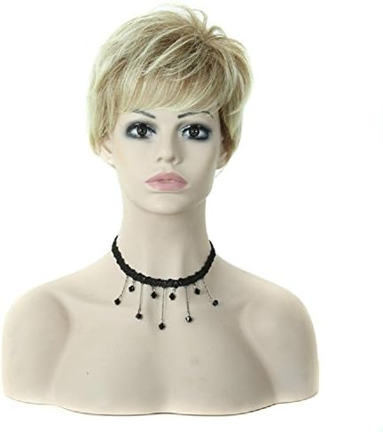 Meydlee Wig Blonde Short Straight Hair Wig Comfort Heat Resistant Synthetic Wigs for Women
