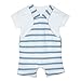 Baby Boys' Blue Striped Print Parrot Applique Dungaree And White Bodysuit Set 12-18 Months