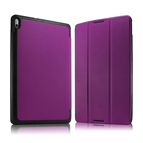 Infiland Lenovo IdeaTab A10-70 Hülle Case-Ultra Dünn Tri-Fold Smart-Muschel PU Leder Ultra Schlank Superleicht Ständer Smart Shell Cover Schutzhülle Etui Tasche für Lenovo IdeaTab A10-70 (10,1 Zoll) (lila) - 2