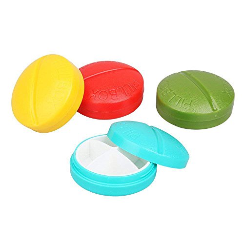 Morepack Portable Small Pill Organiser for Purse and Pocket,Cute Pill Case Box Pill Container Medicine Organizer (4 Pack)