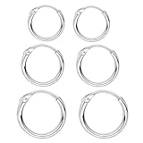  Pendientes de aro pequeños para cartílago de dormir, de plata de ley 925, para mujeres y niñas, redondos, piercings Helix Tragus, aros sin fin 8/10/12 mm