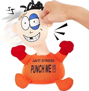 VikriDA Punch Me Doll, Electric Plush Anti Stress Screaming Toy, Funny Emotional Vent Stress Relief Stuffed Figure Doll for Office, Kids and Adults - 2 AAA Batteries Required ( NOT INCLUDED ) ASSORTED COLOR