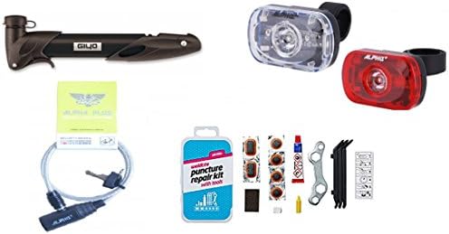 Roaduserdirect Bike Accessory Package - Light Set / Lock / Pump / Puncture Repair Kit With Tools PACK 3