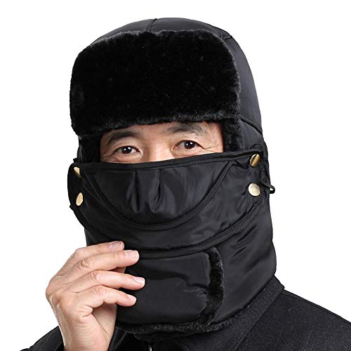 cjc Sombreros Máscara Oreja Solapa Soldado Trampero Topnaca Unisexo Cuello Más Cálido Impermeable Térmico Calentar (Color : T1, Tamaño : 55-60cm)