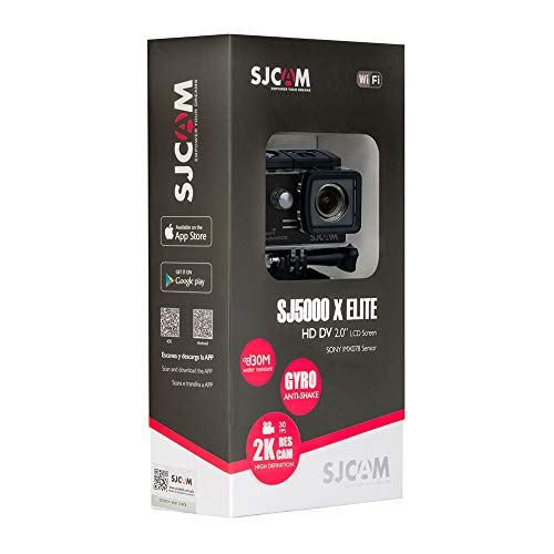SJCam SJ5000X Elite (versión española) - Videocámara deportiva (WiFi integrado, 4K, pantalla de 2'' LCD, WiFi, sumergible 30 m) color negro - SJCAM