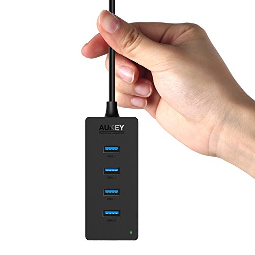 AUKEY USB C Hub auf USB 3.0 * 4 Port Netzwerkadapter für Type C Geräte inklusive dem neue MacBook 2015, Google Chromebook Pixel und usw. Schwarz - 4