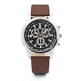 Herren Uhren, HUIHUI Sport Wasserdicht Casual Analoge Quarz Uhr aus Edelstahl - Militär Vintage Armbanduhr für Damen und Herren mit Lederarmband (One Size, Braun)