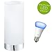 Produktbild Tischleuchte Damasco Tischlampe chrom, Glas weiß E27 inkl. Philips Hue LED White Ambiance & Color