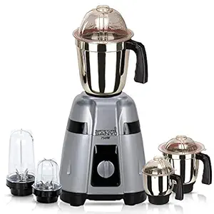 Master Class Sanyo 750 Watts Galaxy Silver Mixer Grinder with 5 Jar, ISI Certified, Make in India (2 Bullet Jar, Large Steel Jar, Medium Jar, Chutney Jar)