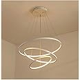 Hilton 3 Ring White Body Modern Double LED Chandelier for Dining Living Room Office Hanging Suspension Fancy Lamp - Warm White