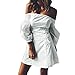 Produktbild Btruely Kleid Damen Slim Trägerlos Partykleid Elegant Minikleid Frauen Bandage Cocktailkleid Kurzarm Abendkleid (L, Weiß)