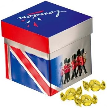 English Cream Toffees, “Best of British" - Traditional Dairy Cream Toffees in Union Jack Metal Cube Box