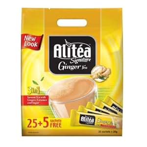 Alitea Signature Ginger Premix Instant Tea 3 in 1, (30 Sachets x 20gms ...
