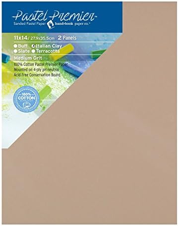 Pastel Premier Sanded Pastel Paper Conservation Panel, Medium Grit, 11x14 inches, Italian Clay, 1 Package of 2 Panels