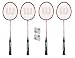 Produktbild 4 x WILSON Hyper Rot Badminton Schläger + 4 Federbälle + Abdeckung