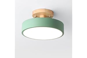 CHAO ZAN Plafonnier Luminaire Nordique LED, Plafonniers Led Modernes Ronds En Bois Intérieur Ø18cm IntéRieur 13W métal Pour d'enfant chambre à coucher Salon Cuisine Salle À Manger Couloir Bureau (vert(13W))
