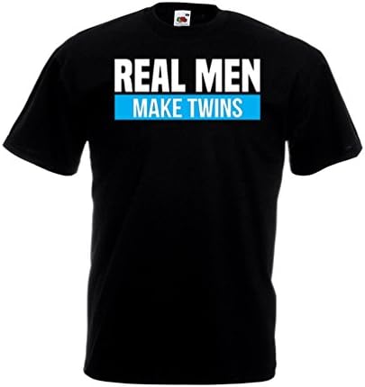 Real Men Make Twins T-shirt - Funny Birthday Christmas Gift Top For Him Black (Medium)