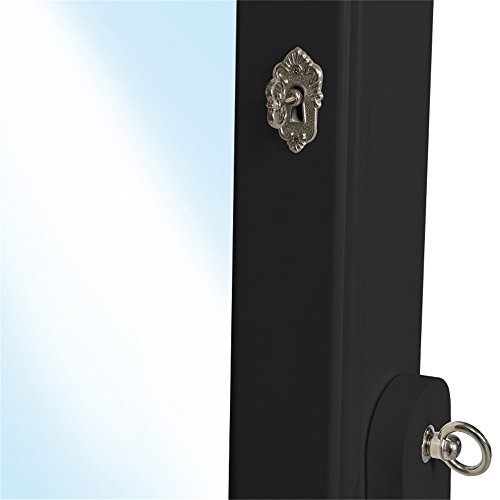 SAILUN® Schmuckschrank Spiegelschrank Standspiegel Schrank mit Spiegel, Regale Aufbewahrung für Ohrringe, Halskette, Broschen, Armbänder, Ringe, Kosmetik (Schwarz, A Type) - 5