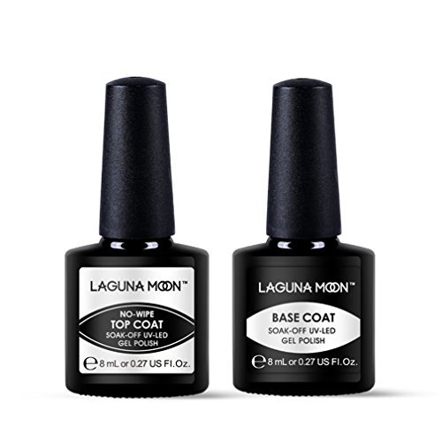 Lagunamoon Base Top Coat Lot Vernis Semi Permanent Nail Gel Kit De Manucure Vernis à Ongles Uv Led Soak Off 8ml