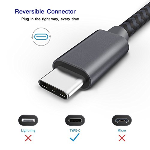 C  ble USB Type-C AOSTA  Lot de 3 2M  Cable USB C Data Chargeur Type C en Nylon avec connecteur en aluminium vers USB C Cable Compatibilit   pour Samsung Galaxy s8 Nouveau Macbook Pro  ChromeBook Pixel huawei P9 P10 Nexus 5X 6P Oneplus 2 3 HTC M10 Meizu Pro 5 6 et Plus Gris Noir 