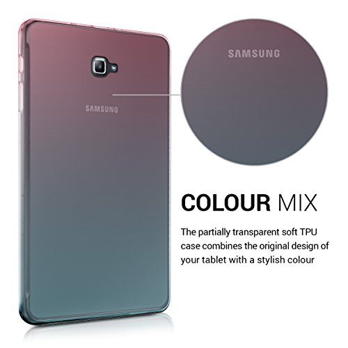 kwmobile Hülle für Samsung Galaxy Tab A 10.1 (2016) T580N / T585N – Case Handy Schutzhülle TPU Silikon für Tablet – Backcover Cover klar Pink Blau Transparent - 3