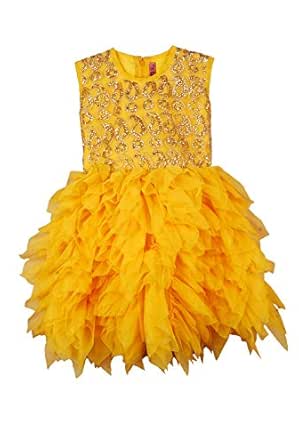 yellow frill frock