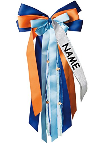 große XL Schleife – 24 cm breit u. 55 cm lang – “ freie Farbwahl “ – Geschenkband / Geschenkschleife mit edlen Satin Bändern, Tüll & Bastband – für Geschenke und Schultüten – groß Schleifenband Stoff – XXL -Geschenkbänder – Kinder & Erwachsene - 3