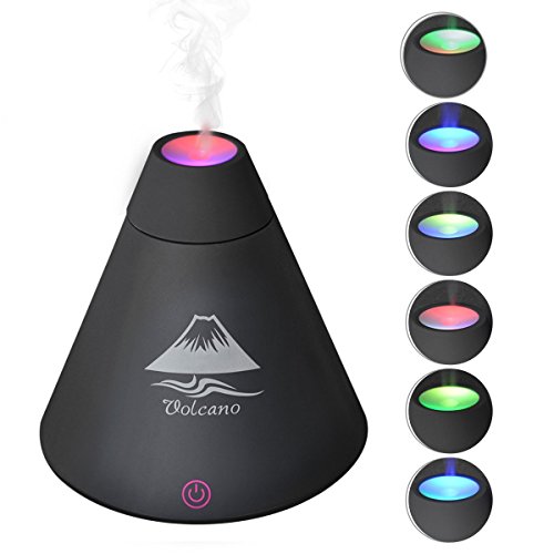 Yinano®Mini Volcano USB Luftbefeuchter Ultraschall Aroma Diffusor Aromatherapy Luftreiniger Nebel Zerstäuber LED Farbwechsel (Volcano Aroma Diffuser, Schwarz) - 2
