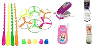 IMTION 2 in 1 ( 12 Dragon Flying Toys + 1 Pcs Musical Mobile Phone for Kids ) Birthday Return Gift for Kids