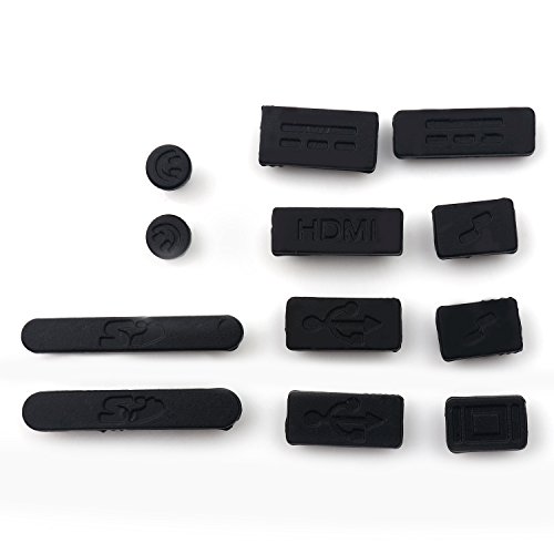 iProtect Staubschutz 12er Set Anti-Staub Abdeckung Stecker für Apple Macbook Air 11″ 13″ Macbook Pro Retina 13″ 15″ in Schwarz - 3