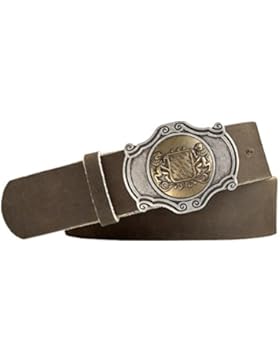 Trachten-Design Ledergürtel Landeswappen/bayerische Löwen-Schliesse Druckknopfriemen Vollrindleder Farbe khaki