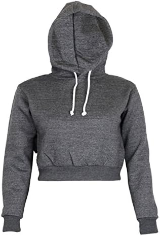 NOROZE Womens Plain Crop Top Hoodies (10, Charcoal)