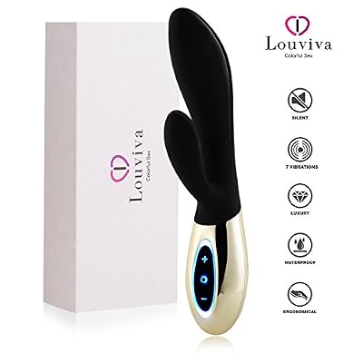 Louviva Silicone 7 Fréquences USB Rechargeable Waterproof (Noir),7 Lumieres de Couleur,Bon cadeau Louviva