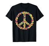 Dieses schöne Peace Love 60er 70er Jahre Flower Power Hippie Kostüm Shirt ist ein tolles Outfit für jede 60s 70s Retro Vintage Party.