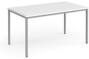 Mr Office Flexi 25 rectangular table with silver frame 800mm deep, 1400, White
